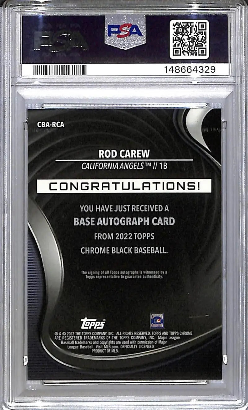 2022 Topps Chrome Black #CBA-RCA Rod Carew PSA 10 GEM MINT Auto California Angels