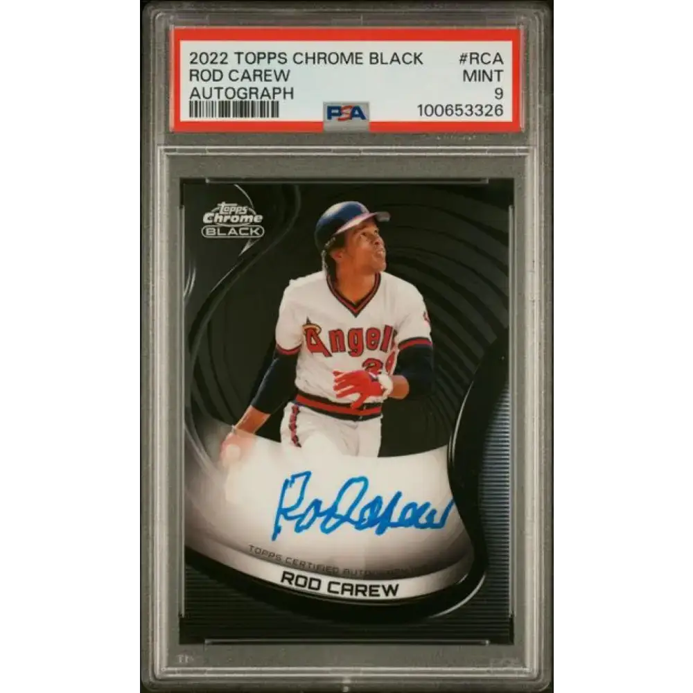 2022 Topps Chrome Black #CBA-RCA Rod Carew PSA 9 MINT Auto California Angels Baseball Card - Baseball Card Single