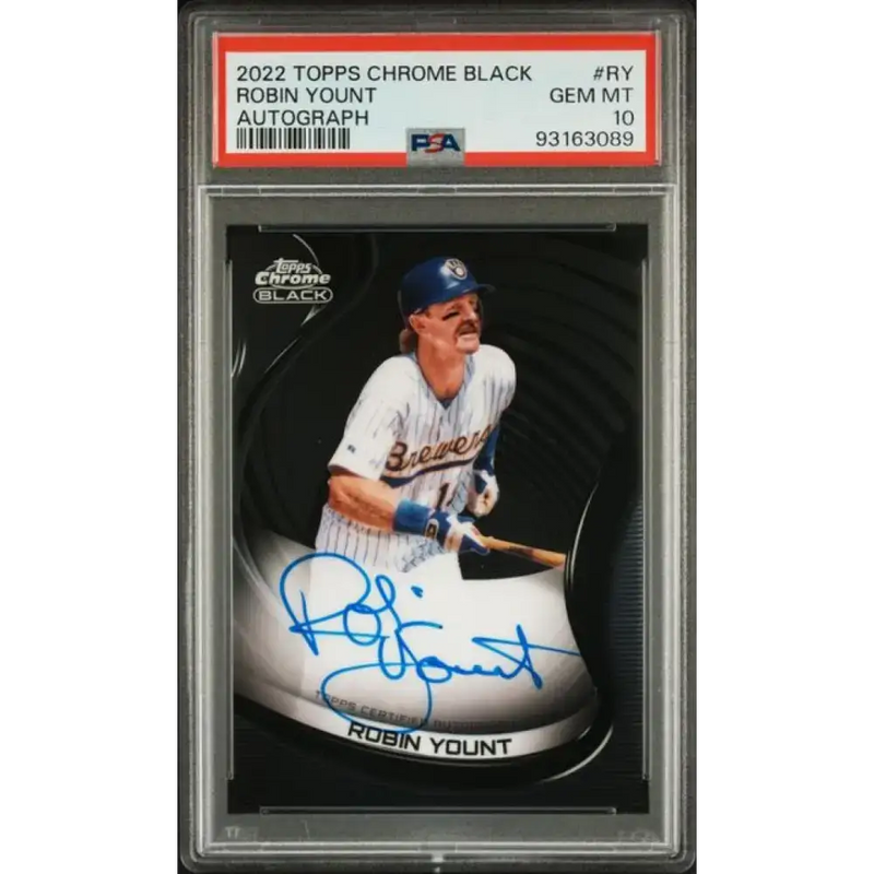 2022 Topps Chrome Black #CBA-RY Robin Yount PSA 10 GEM MINT Auto Milwaukee Brewers Baseball Card - Baseball Card Single