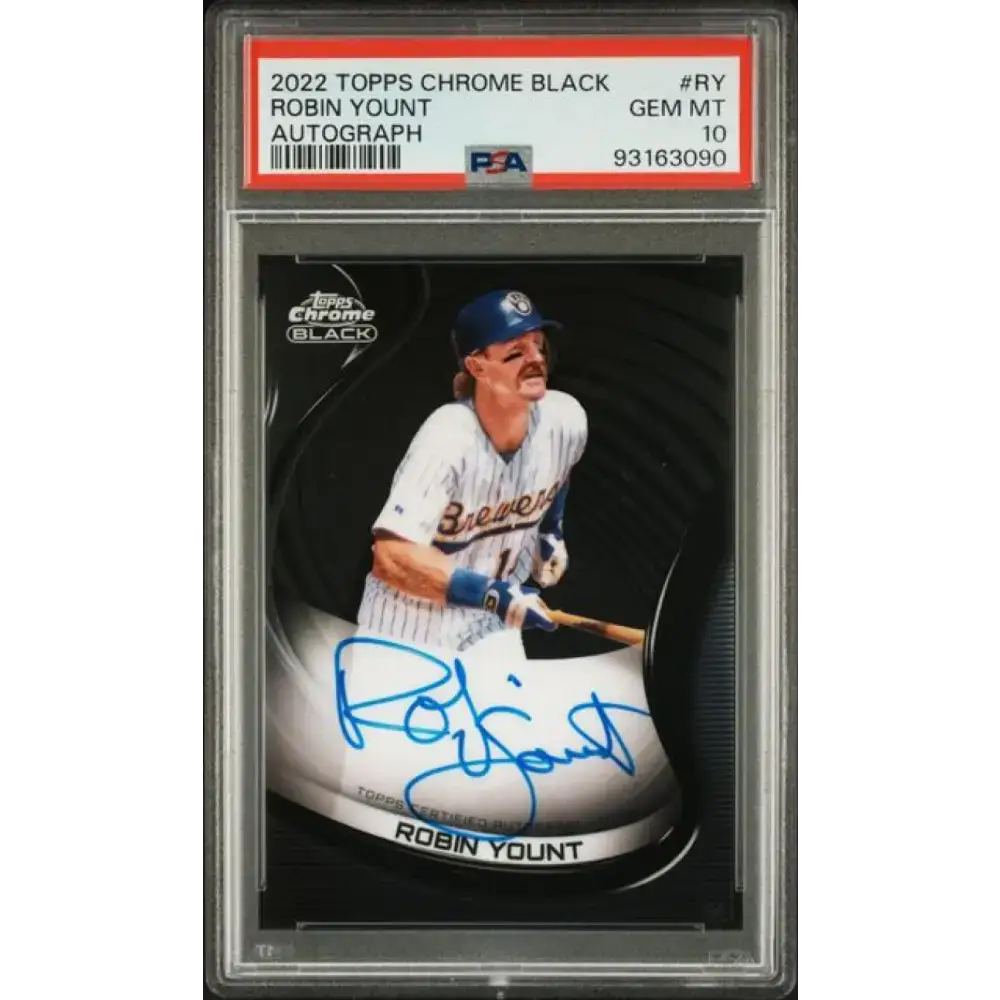 2022 Topps Chrome Black #CBA-RY Robin Yount PSA 10 GEM MINT Auto Milwaukee Brewers Baseball Card - Baseball Card Single