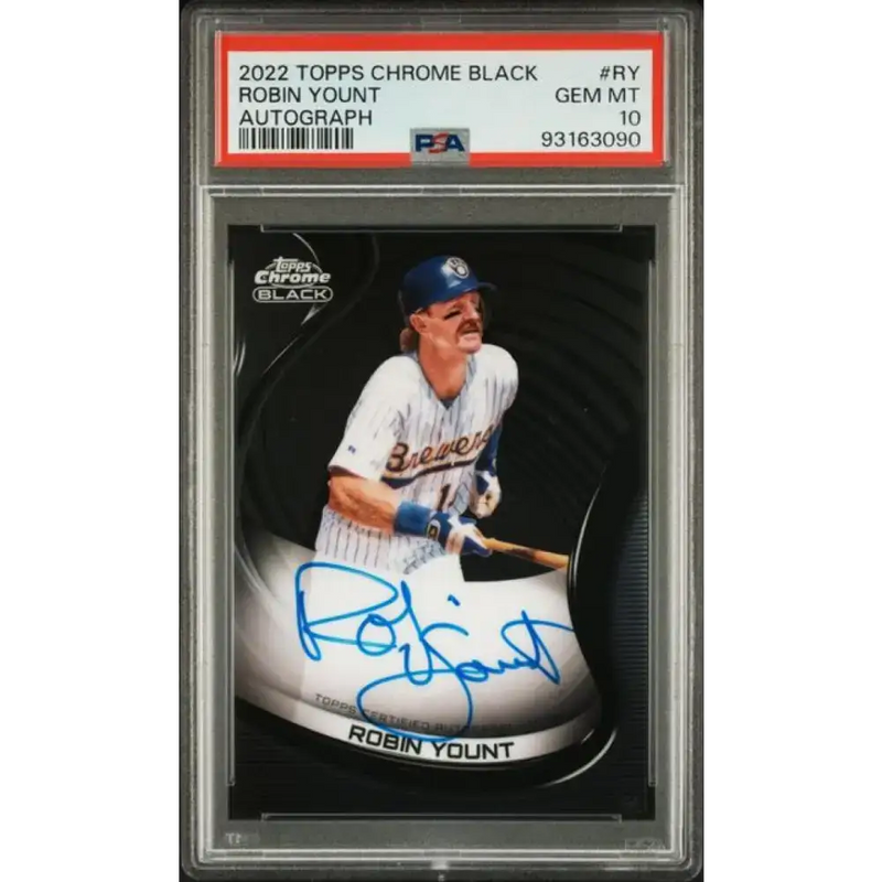 2022 Topps Chrome Black #CBA-RY Robin Yount PSA 10 GEM MINT Auto Milwaukee Brewers Baseball Card - Baseball Card Single