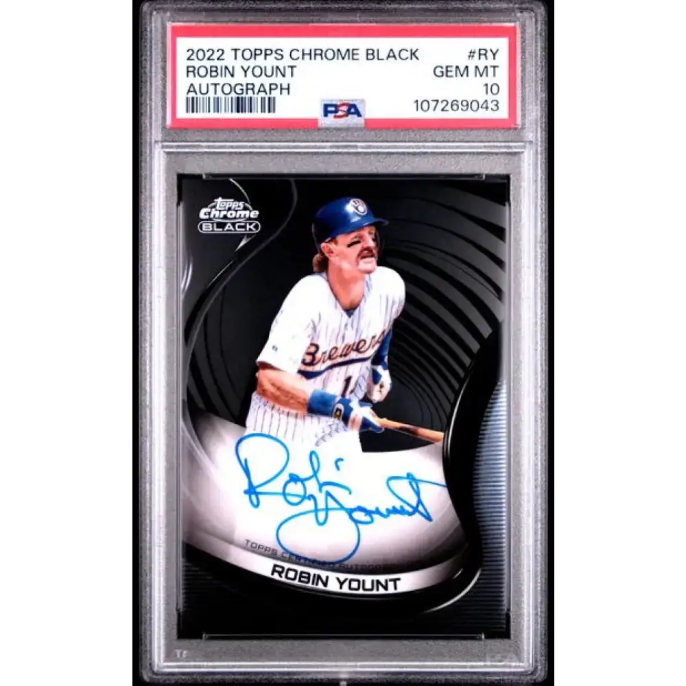2022 Topps Chrome Black #CBA-RY Robin Yount PSA 10 GEM MINT Auto Milwaukee Brewers Baseball Card - Baseball Card Single