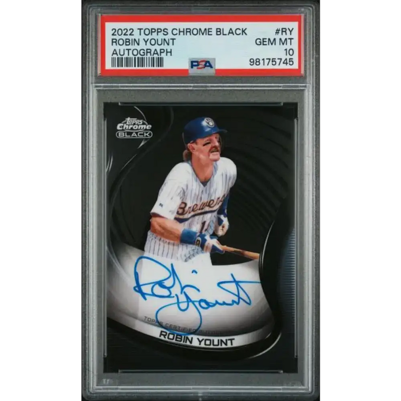 2022 Topps Chrome Black #CBA-RY Robin Yount PSA 10 GEM MINT Auto Milwaukee Brewers Baseball Card - Baseball Card Single