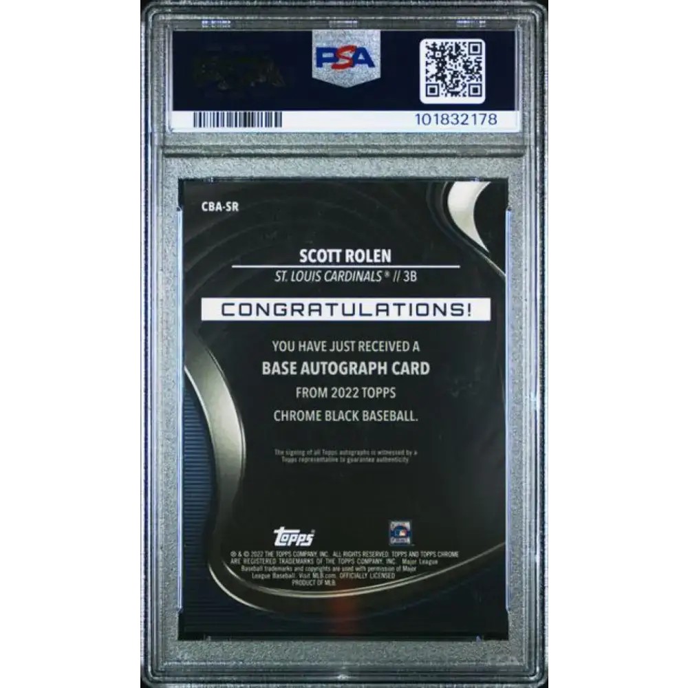 2022 Topps Chrome Black #CBA-SR Scott Rolen PSA 10 GEM MINT Auto St. Louis Cardinals Baseball Card - Baseball Card