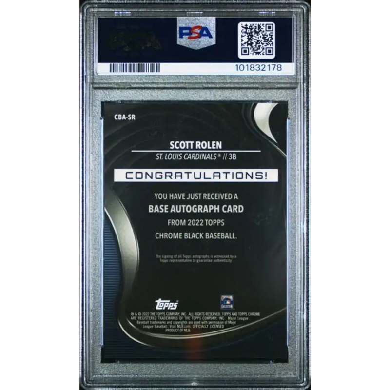 2022 Topps Chrome Black #CBA-SR Scott Rolen PSA 10 GEM MINT Auto St. Louis Cardinals Baseball Card - Baseball Card