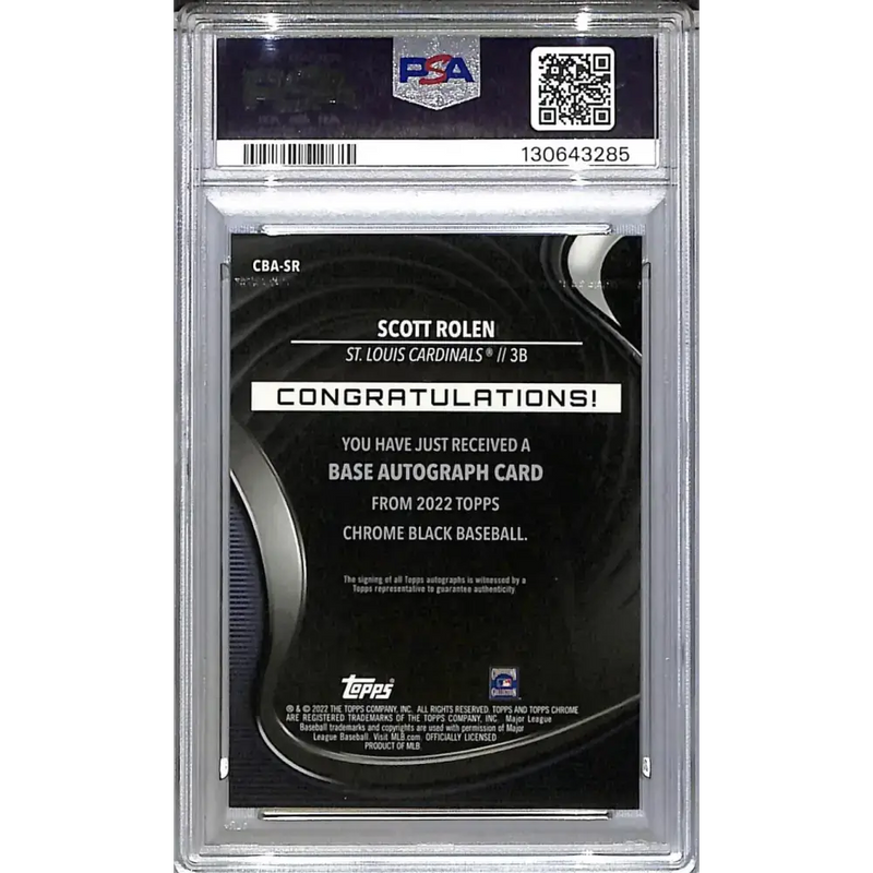 2022 Topps Chrome Black #CBA-SR Scott Rolen PSA 9 MINT Auto St. Louis Cardinals - Baseball Card Single