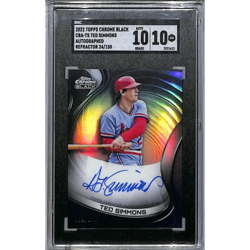 2022 Topps Chrome Black #CBA-TS Ted Simmons SGC 10 Gem Auto 24/150 St. Louis Cardinals - Baseball Card Single