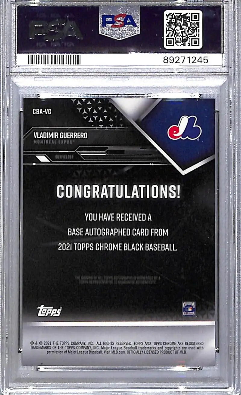 2022 Topps Chrome Black #CBA-VG Vladimir Guerrero PSA 10 GEM MINT Auto Montreal Expos
