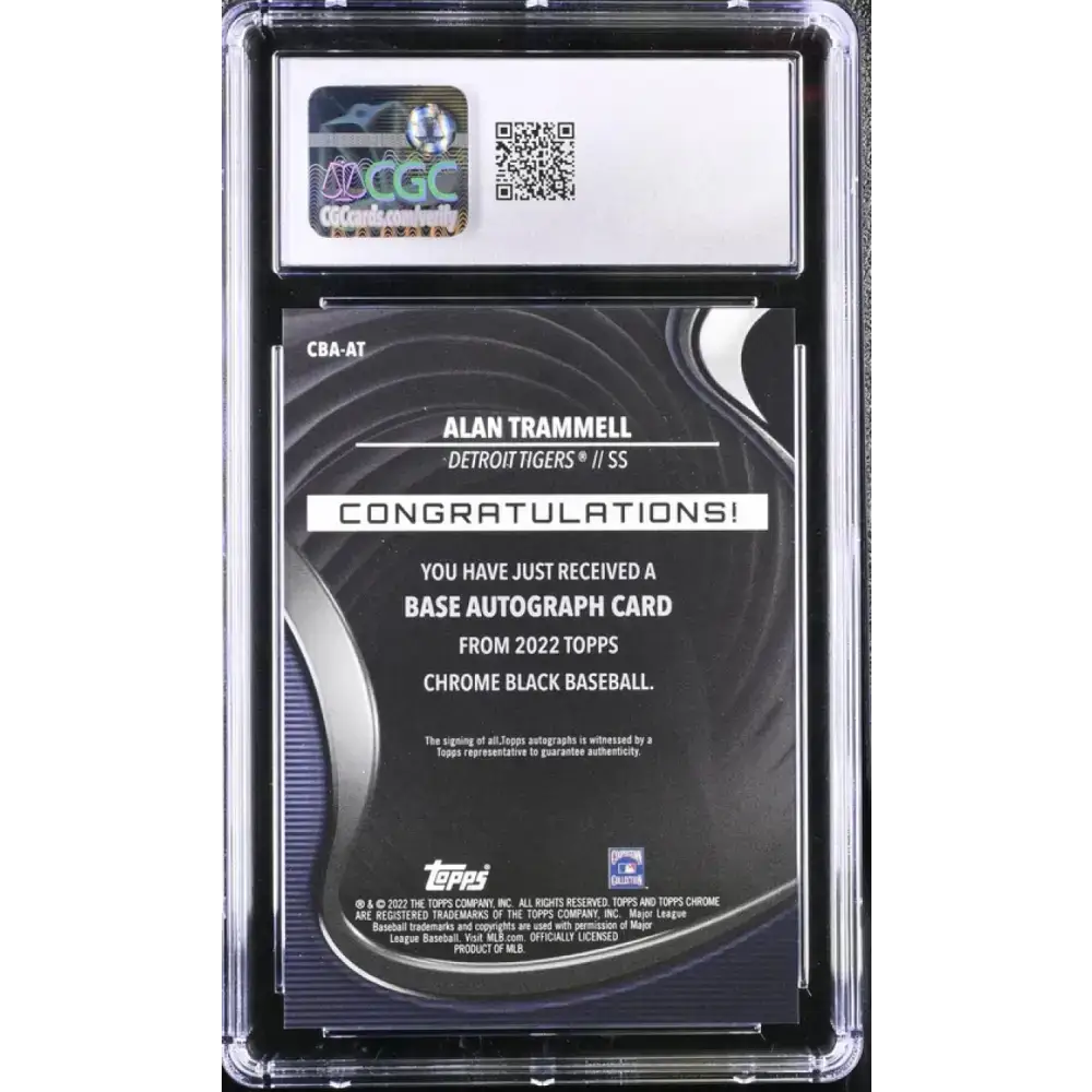 2022 Topps Chrome Black #CBAAT Alan Trammell CGC 8 Auto Detroit Tigers Baseball Card - Baseball Card Single