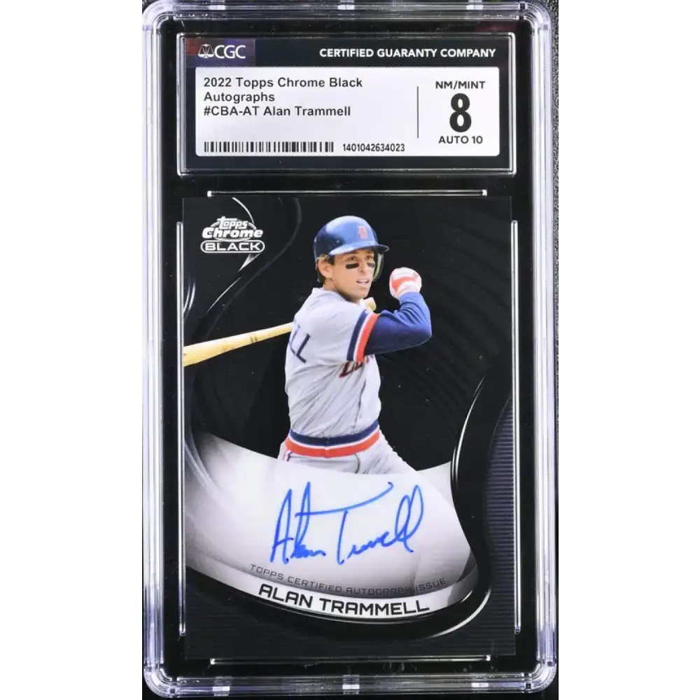 2022 Topps Chrome Black #CBAAT Alan Trammell CGC 8 Auto Detroit Tigers Baseball Card - Baseball Card Single