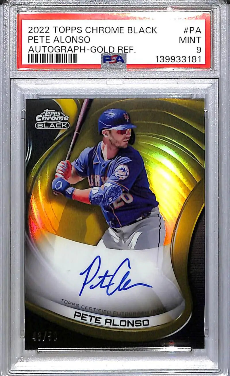 2022 Topps Chrome Black Gold #CBA-PA Pete Alonso PSA 9 MINT Auto 43/50 New York Mets