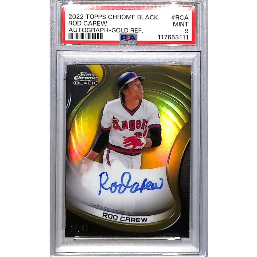 2022 Topps Chrome Black Gold #CBA-RCA Rod Carew PSA 9 MINT Auto 15/50 Los Angeles Angels - Baseball Card Single