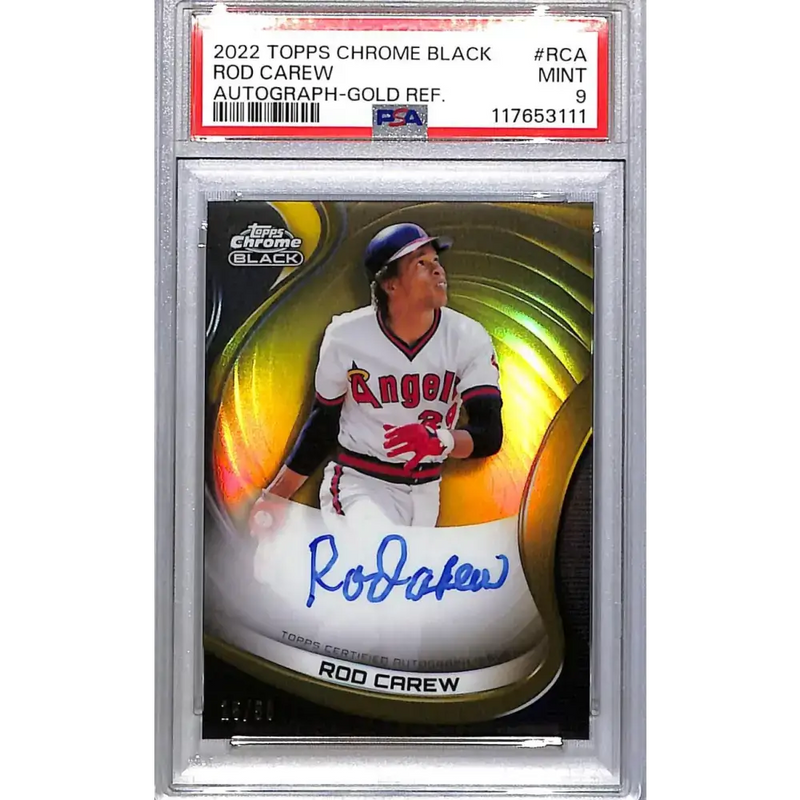 2022 Topps Chrome Black Gold #CBA-RCA Rod Carew PSA 9 MINT Auto 15/50 Los Angeles Angels - Baseball Card Single