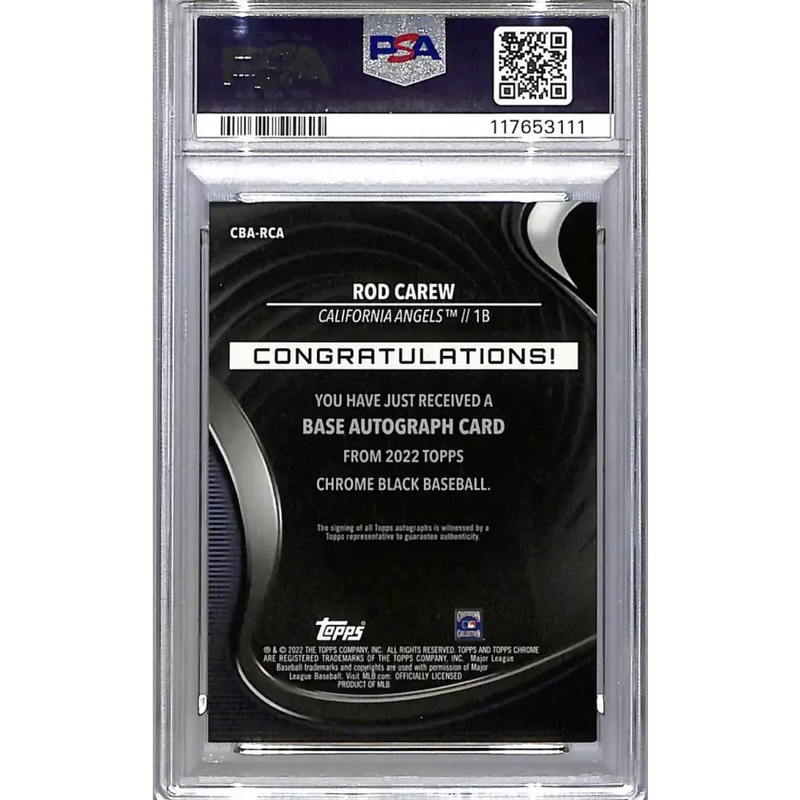 2022 Topps Chrome Black Gold #CBA-RCA Rod Carew PSA 9 MINT Auto 15/50 Los Angeles Angels - Baseball Card Single