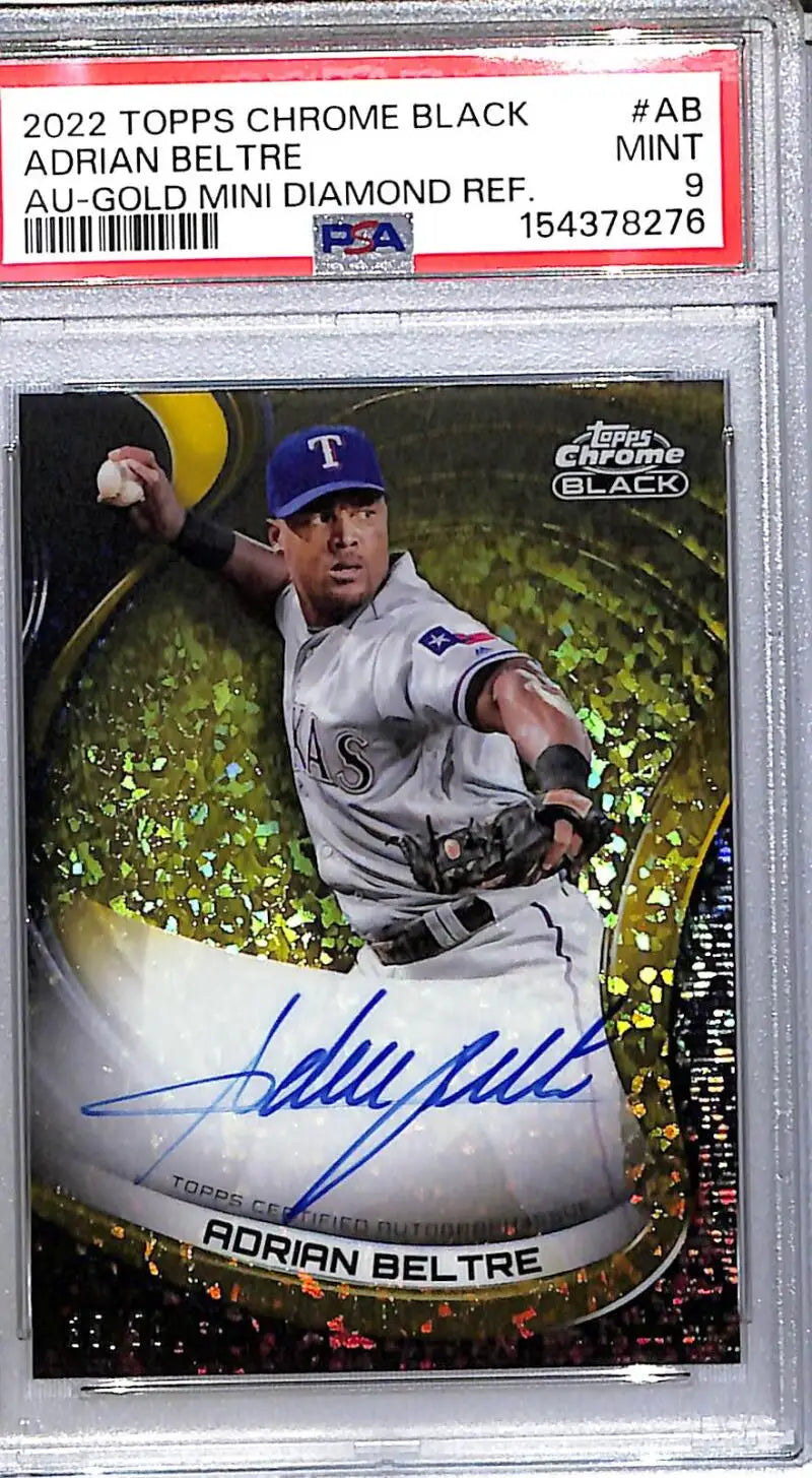 2022 Topps Chrome Black Gold Mini Diamond #CBA-AB Adrian Beltre PSA 9 MINT Auto 35/50 Texas Rangers - Baseball Card