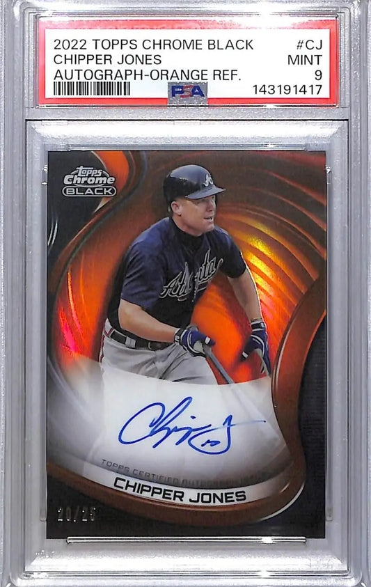 2022 Topps Chrome Black Orange #CBA-CJ Chipper Jones PSA 9 MINT Auto 20/25 Atlanta Braves - Baseball Card Single