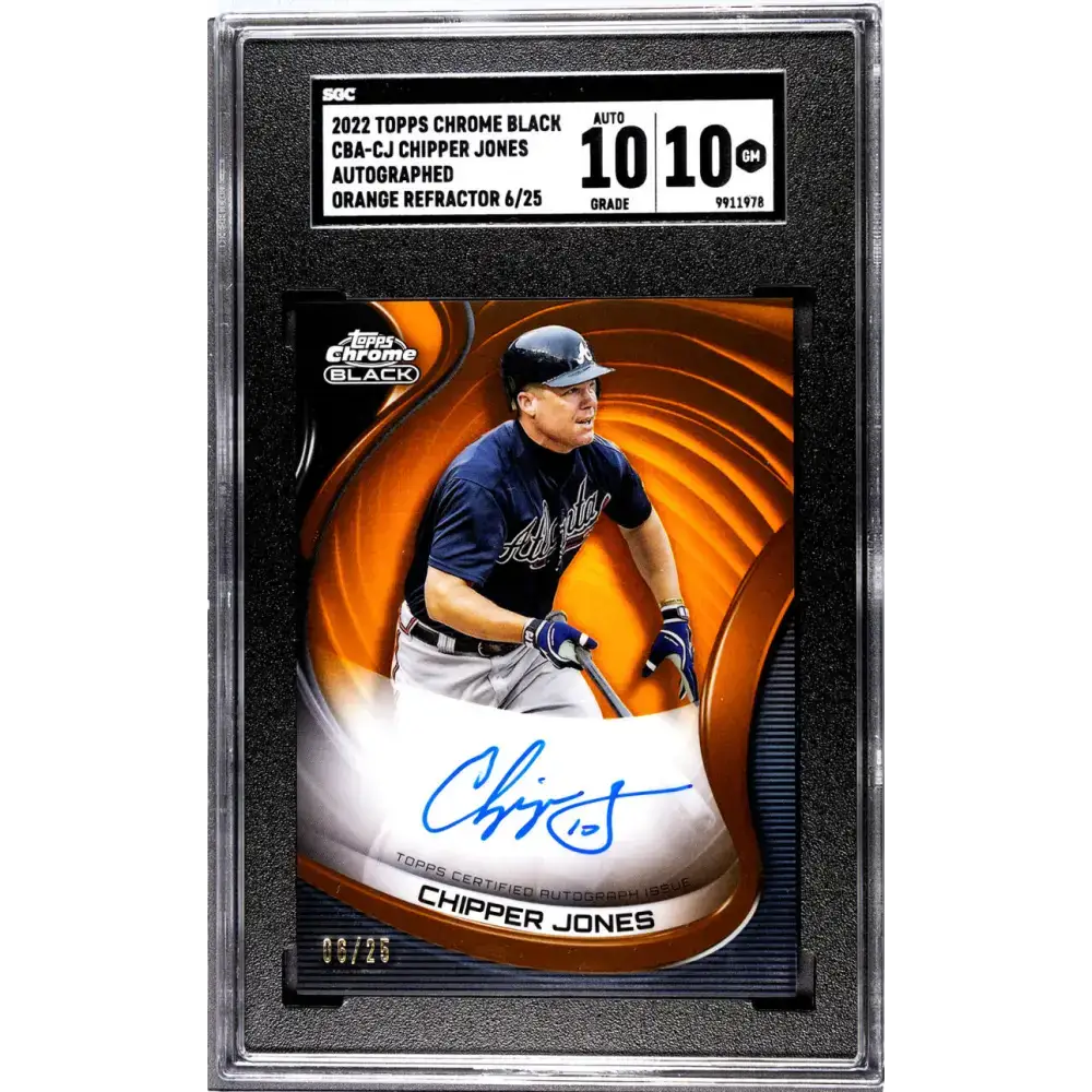 2022 Topps Chrome Black Orange #CBA-CJ Chipper Jones SGC 10 Gem Auto 6/25 Atlanta Braves Baseball Card - Baseball Card