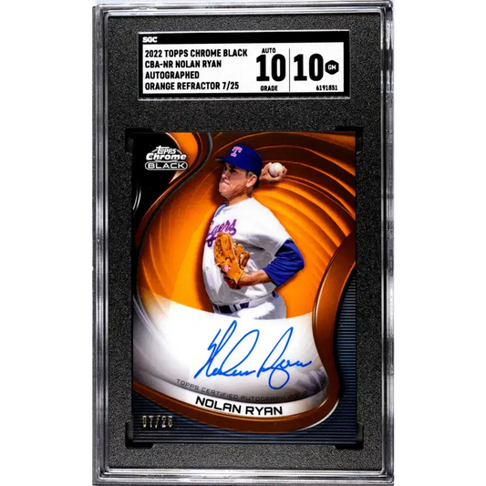 2022 Topps Chrome Black Orange #CBA-NR Nolan Ryan SGC 10 Gem Auto 7/25 Texas Rangers Baseball Card