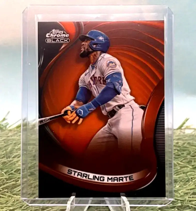 2022 Topps Chrome Black- Orange Refractor -#05/25- Starling Marte -#31 - Baseball Card Single