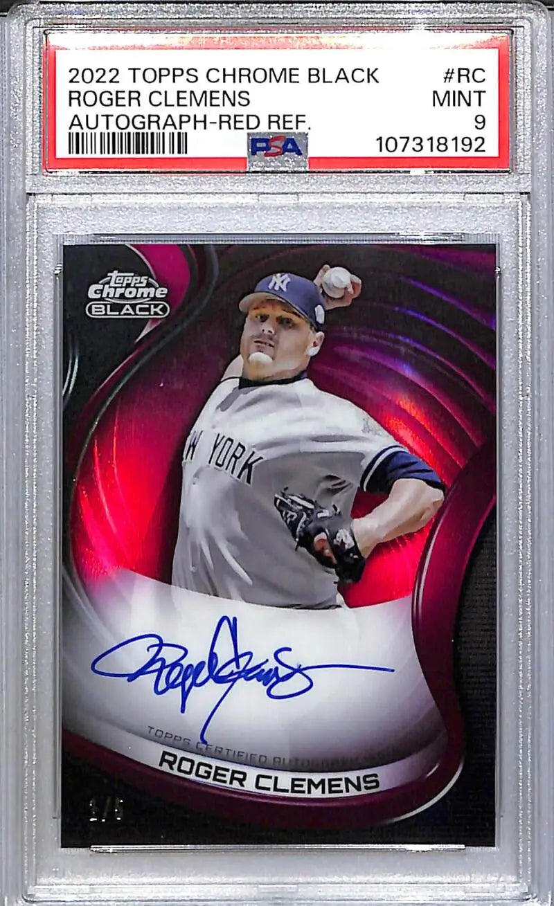 2022 Topps Chrome Black Red #CBA-RC Roger Clemens PSA 9 MINT Auto 1/5 New York Yankees - Baseball Card Single