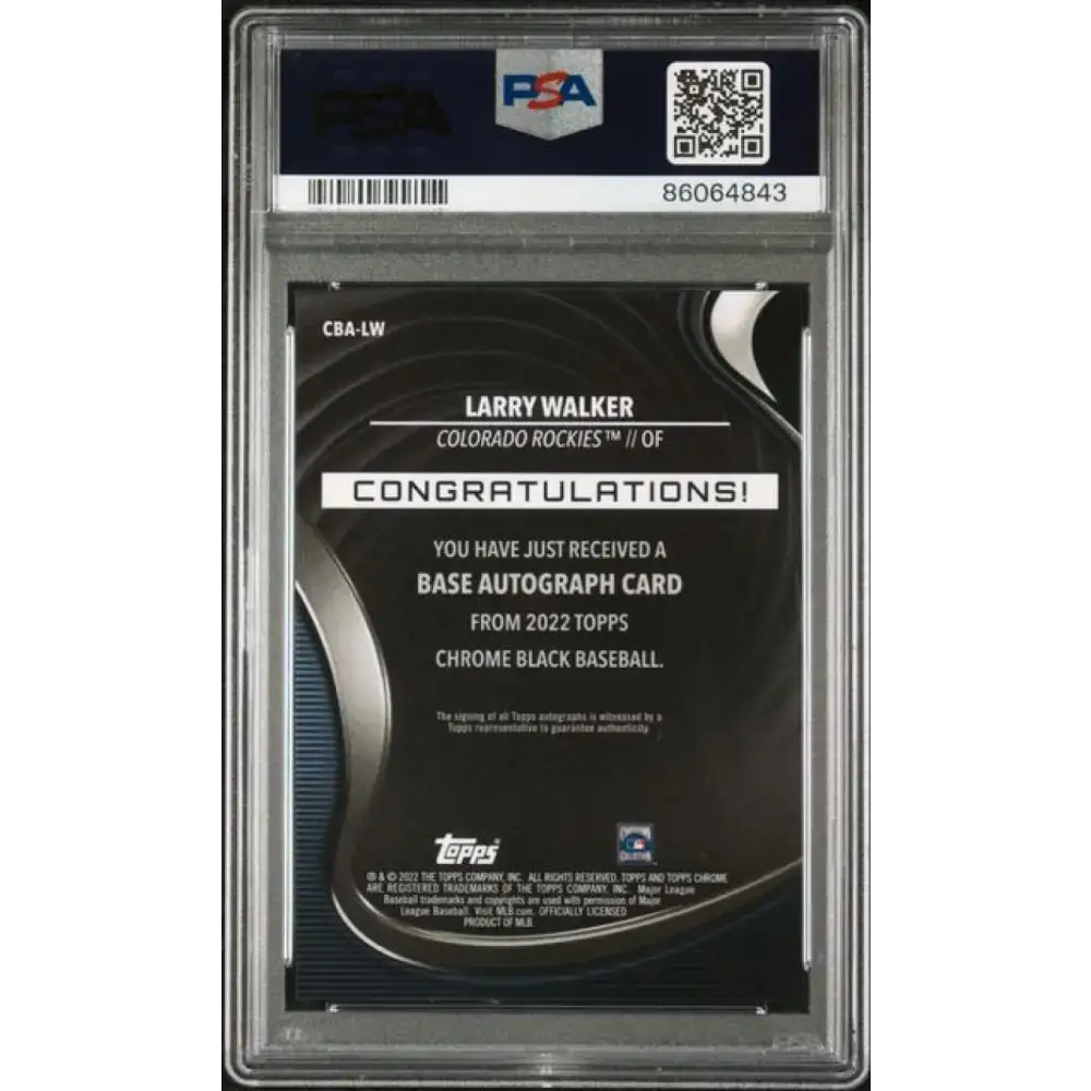 2022 Topps Chrome Black Refractor #CBA-LW Larry Walker PSA 10 GEM MINT Auto 17/150 Colorado Rockies Baseball Card