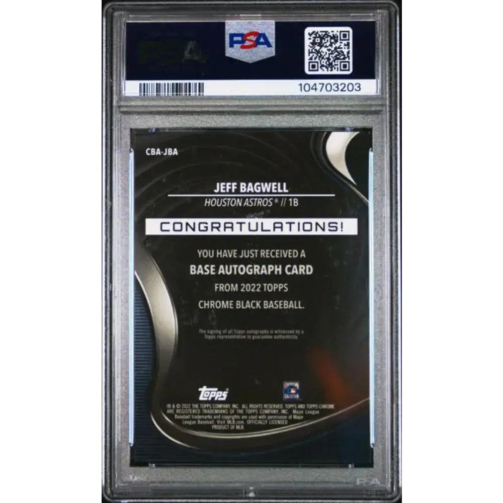 2022 Topps Chrome Black Refractor Gold #CBA-JBA Jeff Bagwell PSA 9 MINT Auto 45/50 Houston Astros Baseball Card