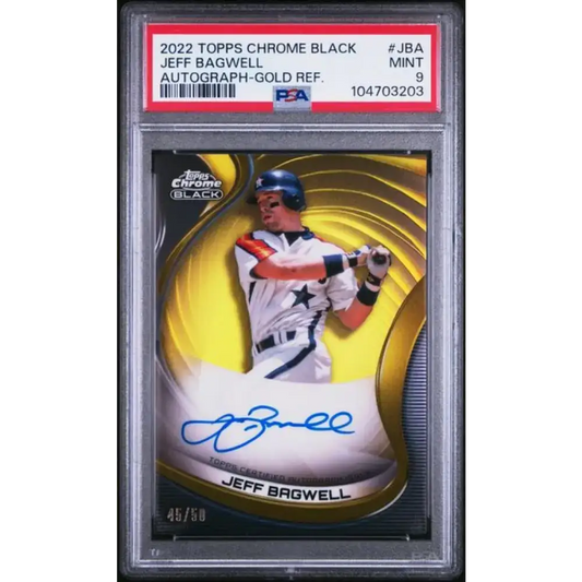 2022 Topps Chrome Black Refractor Gold #CBA-JBA Jeff Bagwell PSA 9 MINT Auto 45/50 Houston Astros Baseball Card