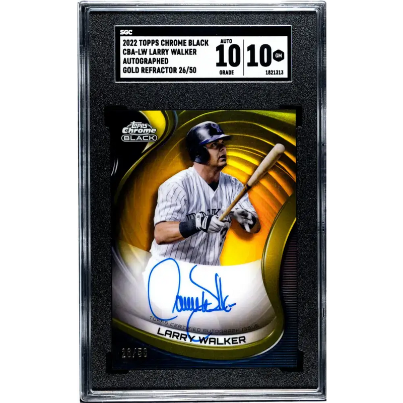 2022 Topps Chrome Black Refractor Gold #CBA-LW Larry Walker SGC 10 Gem Auto 26/50 Colorado Rockies Baseball Card