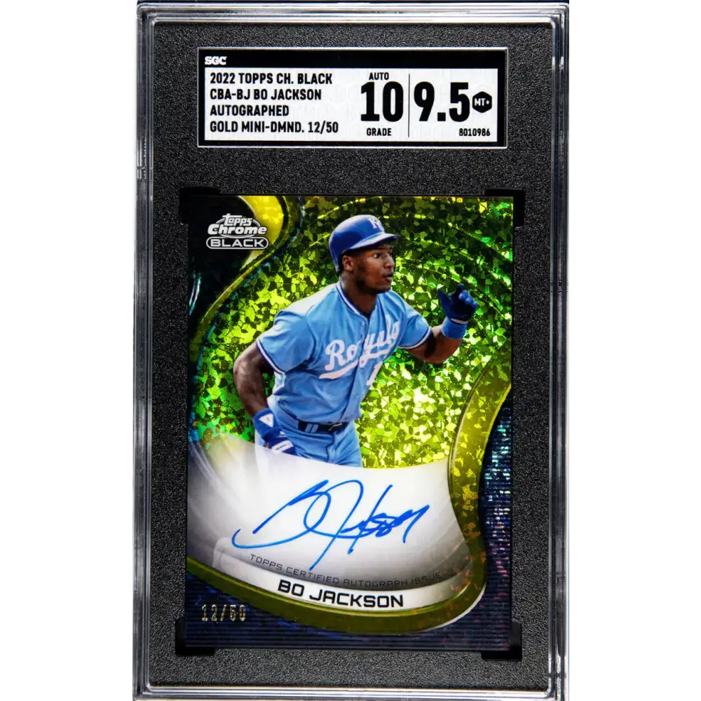 2022 Topps Chrome Black Refractor Gold Mini-Diamond #CBA-BJ Bo Jackson SGC 9.5 MINT+ Auto 12/50 Kansas City Royals