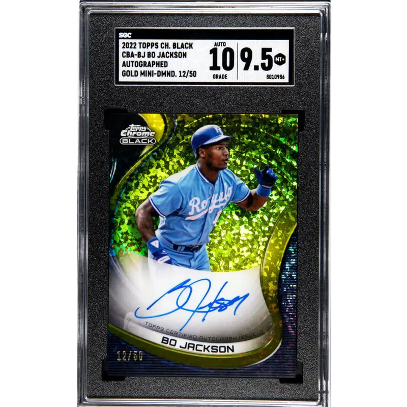 2022 Topps Chrome Black Refractor Gold Mini-Diamond #CBA-BJ Bo Jackson SGC 9.5 MINT+ Auto 12/50 Kansas City Royals