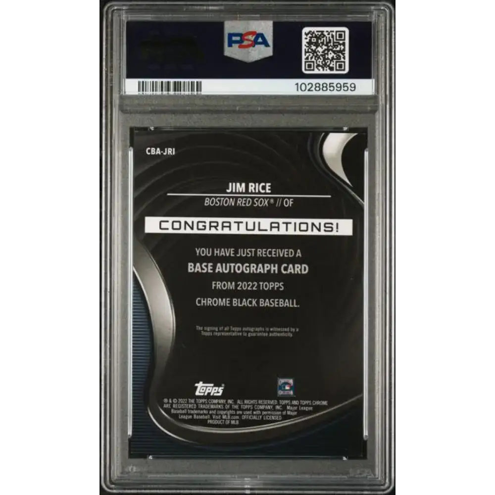 2022 Topps Chrome Black Refractor Gold Mini-Diamond #CBA-JRI Jim Rice PSA 9 MINT Auto 24/50 Boston Red Sox Baseball