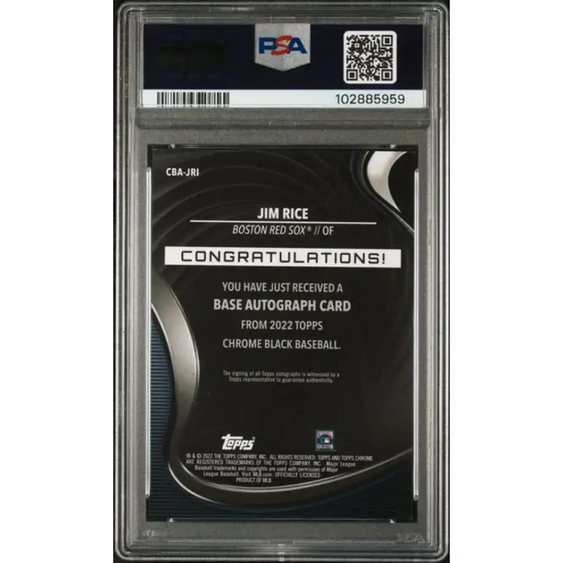 2022 Topps Chrome Black Refractor Gold Mini-Diamond #CBA-JRI Jim Rice PSA 9 MINT Auto 24/50 Boston Red Sox Baseball