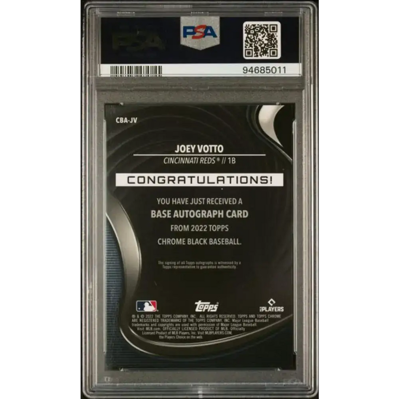 2022 Topps Chrome Black Refractor Gold Mini-Diamond #CBA-JV Joey Votto PSA 9 MINT Auto 39/50 Cincinnati Reds Baseball
