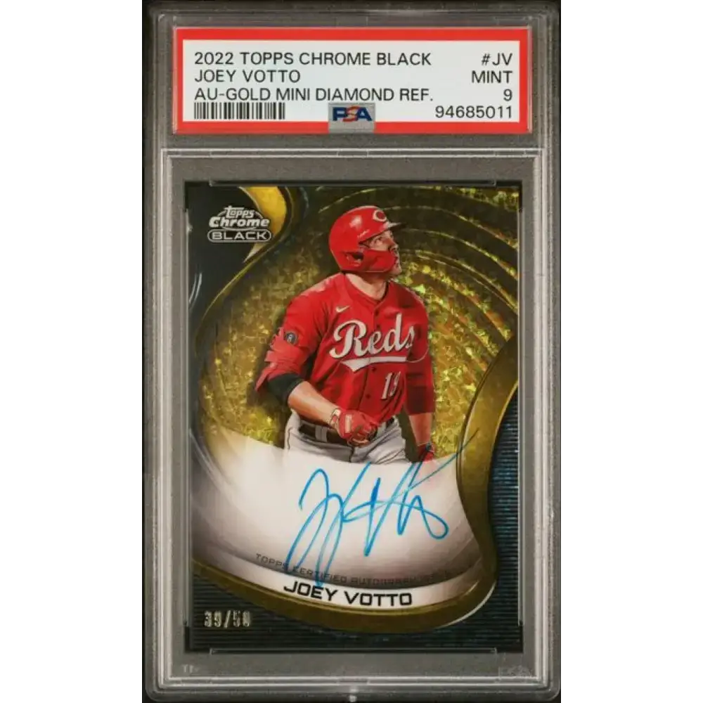 2022 Topps Chrome Black Refractor Gold Mini-Diamond #CBA-JV Joey Votto PSA 9 MINT Auto 39/50 Cincinnati Reds Baseball