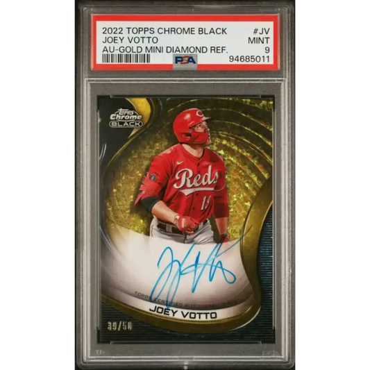 2022 Topps Chrome Black Refractor Gold Mini-Diamond #CBA-JV Joey Votto PSA 9 MINT Auto 39/50 Cincinnati Reds Baseball