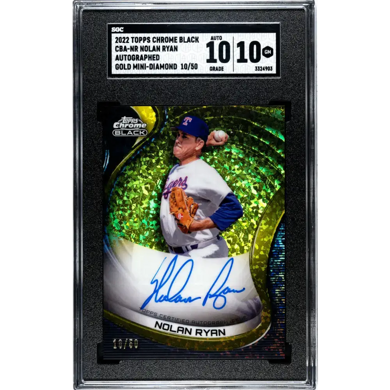 2022 Topps Chrome Black Refractor Gold Mini-Diamond #CBA-NR Nolan Ryan SGC 10 Gem Auto 10/50 Texas Rangers Baseball