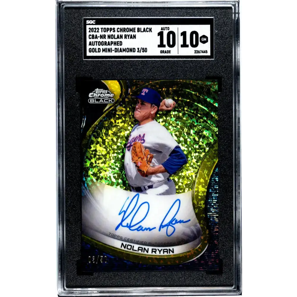 2022 Topps Chrome Black Refractor Gold Mini-Diamond #CBA-NR Nolan Ryan SGC 10 Gem Auto 3/50 Texas Rangers Baseball Card