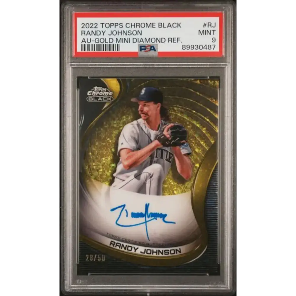 2022 Topps Chrome Black Refractor Gold Mini-Diamond #CBA-RJ Randy Johnson PSA 9 MINT Auto 28/50 Seattle Mariners