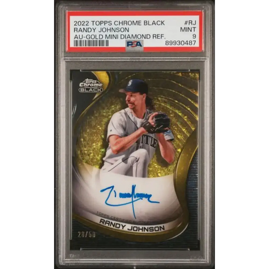 2022 Topps Chrome Black Refractor Gold Mini-Diamond #CBA-RJ Randy Johnson PSA 9 MINT Auto 28/50 Seattle Mariners