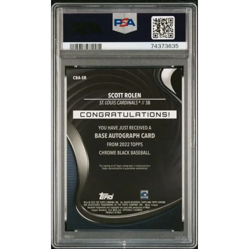 2022 Topps Chrome Black Refractor Gold Mini-Diamond #CBA-SR Scott Rolen PSA 9 MINT Auto 44/50 St. Louis Cardinals