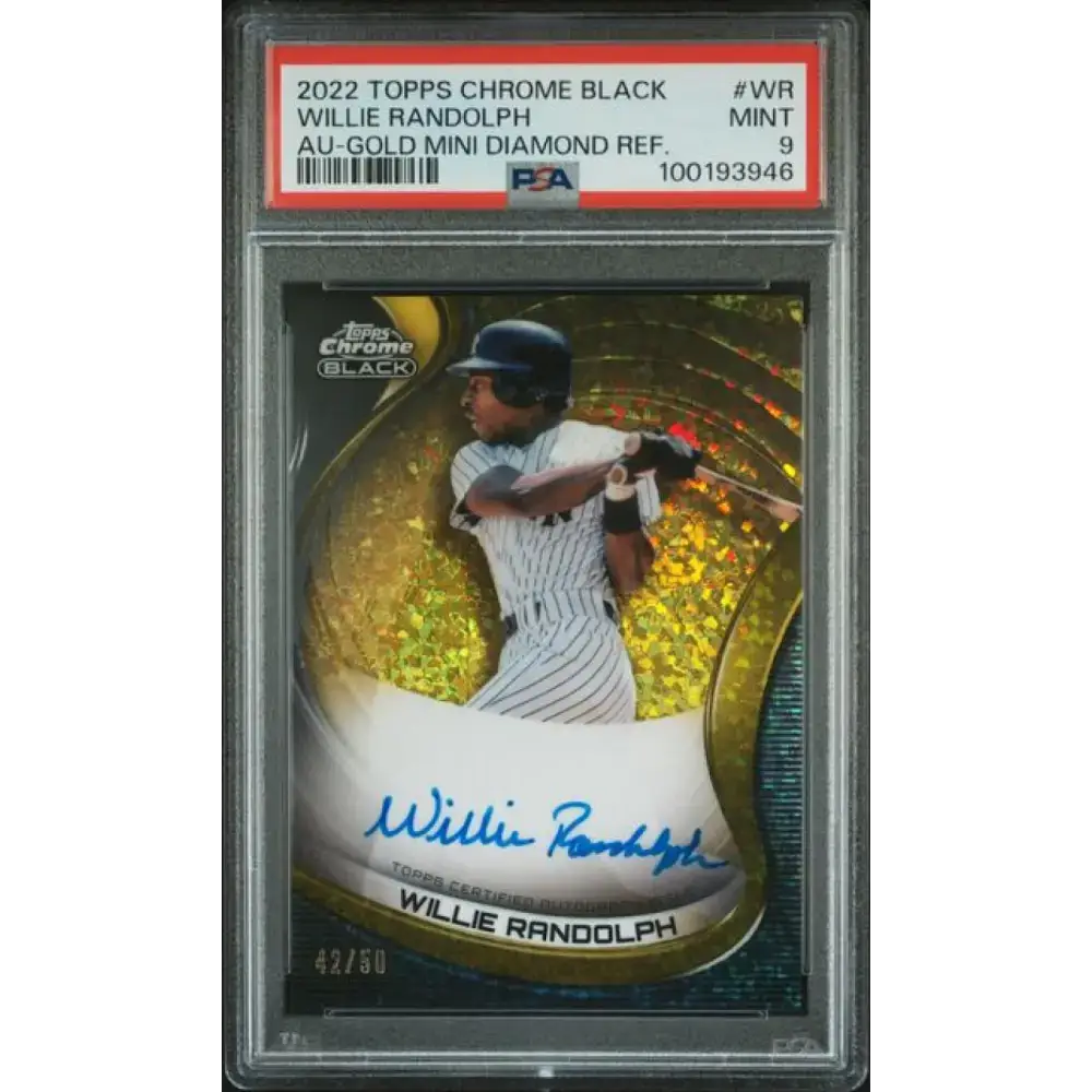 2022 Topps Chrome Black Refractor Gold Mini-Diamond #CBA-WR Willie Randolph PSA 9 MINT Auto 42/50 New York Yankees