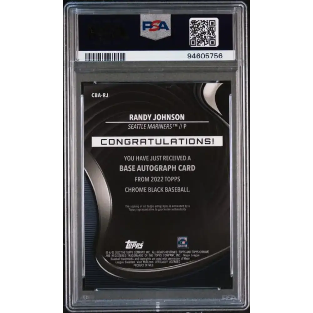 2022 Topps Chrome Black Refractor Gold Mini-Diamond Randy Johnson PSA 10 GEM MINT Auto 35/50 Seattle Mariners Baseball