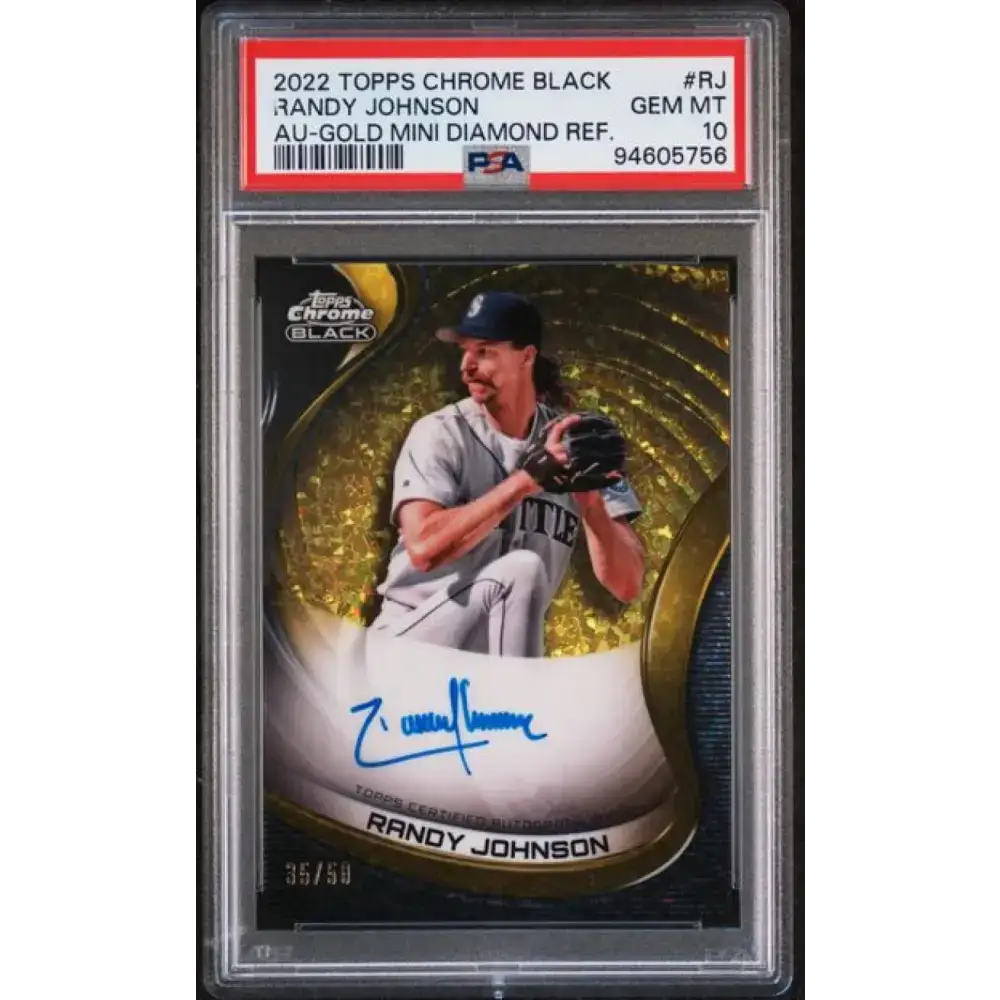 2022 Topps Chrome Black Refractor Gold Mini-Diamond Randy Johnson PSA 10 GEM MINT Auto 35/50 Seattle Mariners Baseball