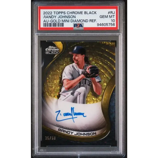 2022 Topps Chrome Black Refractor Gold Mini-Diamond Randy Johnson PSA 10 GEM MINT Auto 35/50 Seattle Mariners Baseball