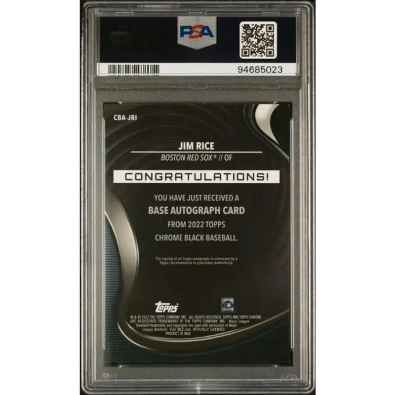 2022 Topps Chrome Black Refractor Orange #CBA-JRI Jim Rice PSA 9 MINT Auto 6/25 Boston Red Sox Baseball Card - Baseball