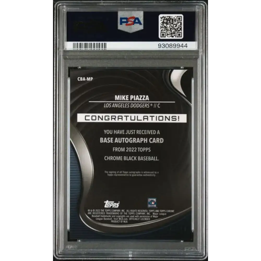 2022 Topps Chrome Black Refractor Orange #CBA-MP Mike Piazza PSA 10 GEM MINT Auto 13/25 Los Angeles Dodgers Baseball