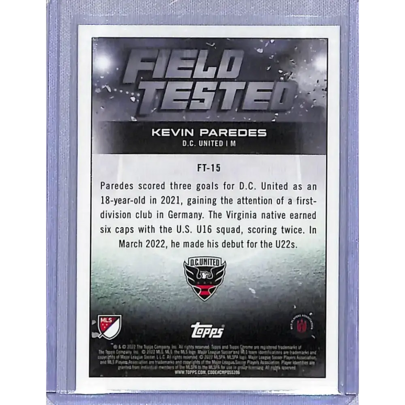 2022 Topps Chrome Field Tested #FT-15 Kevin Paredes NM-MT D.C. United - Soccer Card Single