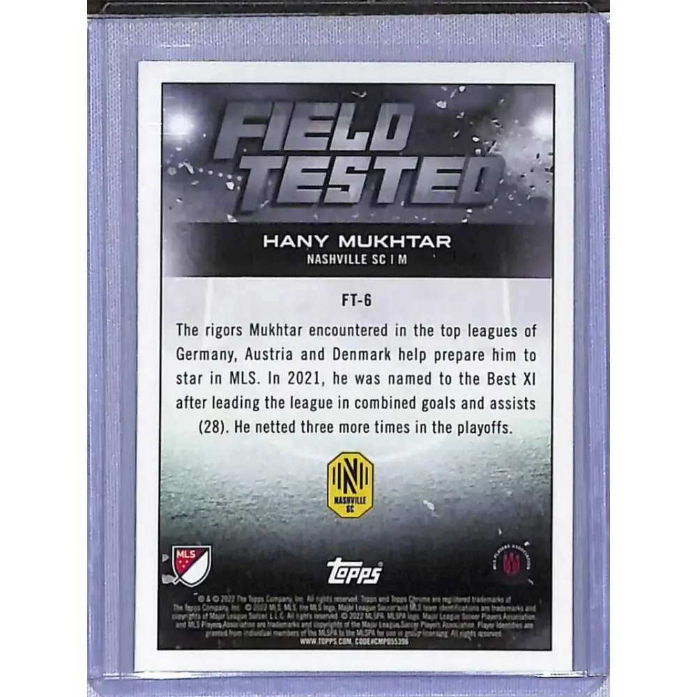 2022 Topps Chrome Field Tested #FT-6 Hany Mukhtar NM-MT Nashville SC - Soccer Card Single