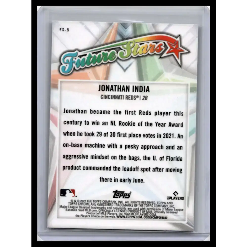 2022 Topps Chrome #FS-5 Jonathan India NM-MT Cincinnati Reds Baseball Card - Baseball Card Single