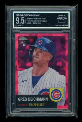 2022 Topps Chrome Fuchsia Atomic Refractor Greg Deichmann #112 RC 031/100 AC 9.5 - Baseball Card Single